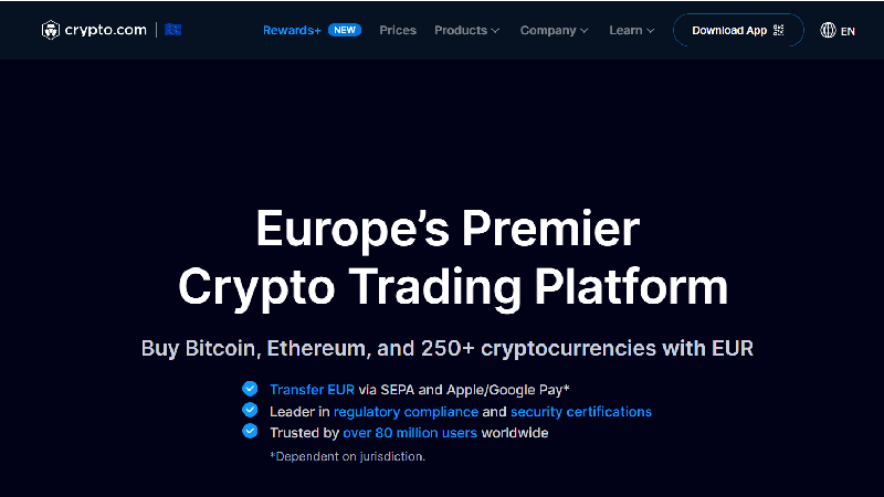 Bolsa de criptografia de taxa baixa da Crypto.com.