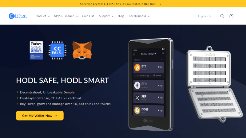 Carteira de criptografia anônima Ellipal sem KYC.