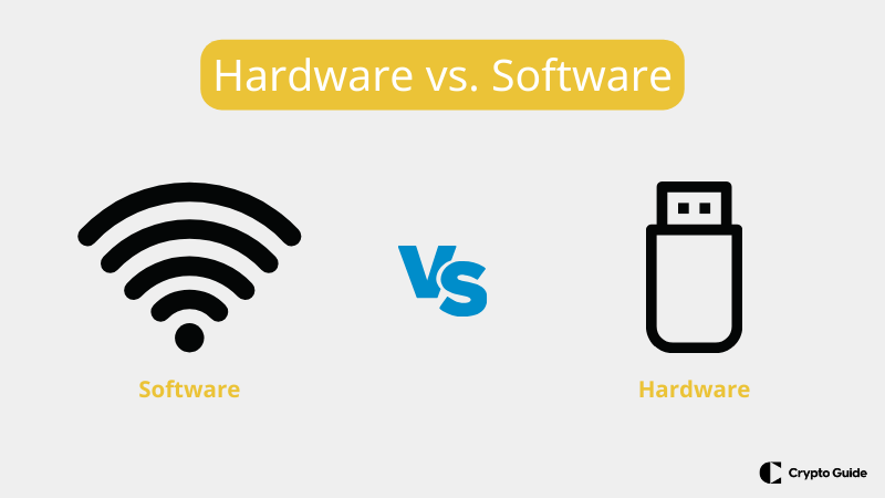 Comparação entre carteiras de hardware e carteiras de software.