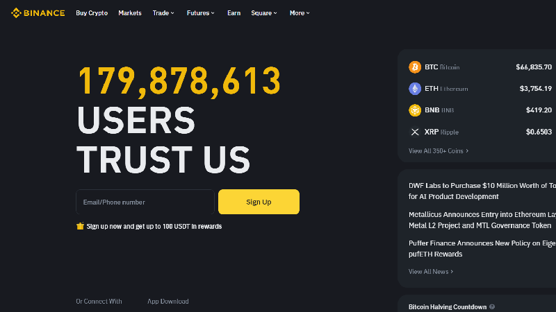 Bolsa de criptografia de baixa taxa Binance.
