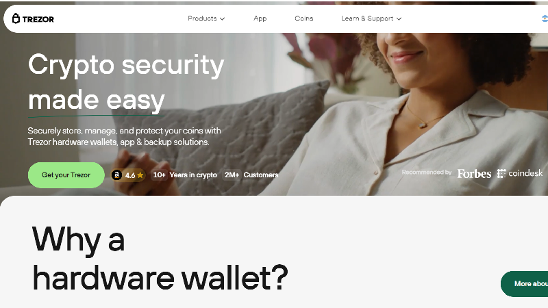 Carteira de criptografia Trezor.