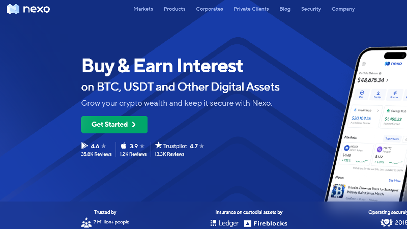 Troca de criptografia de taxa baixa da Nexo.