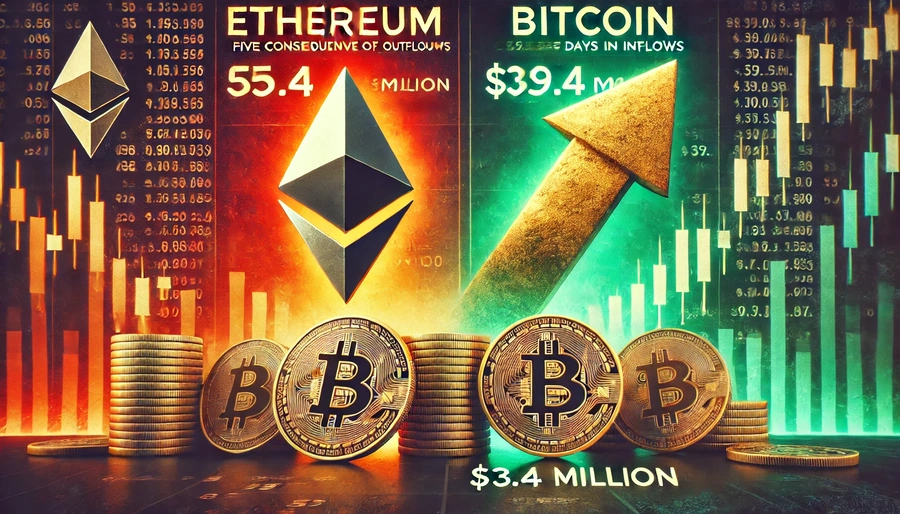 Entradas de ETFs de Bitcoin US$ 39,4 milhões