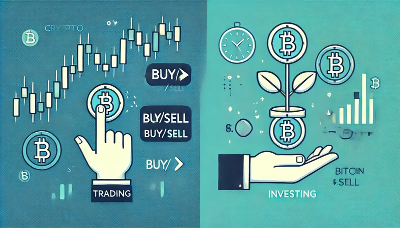Comparação entre negociação de criptomoedas e investimento em criptomoedas